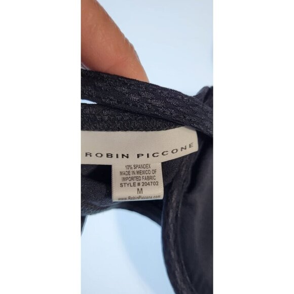 Robin Piccone Bikini Black 2 Piece Swimsuit Set Size Medium Bottom Print NEW - Picture 8 of 9